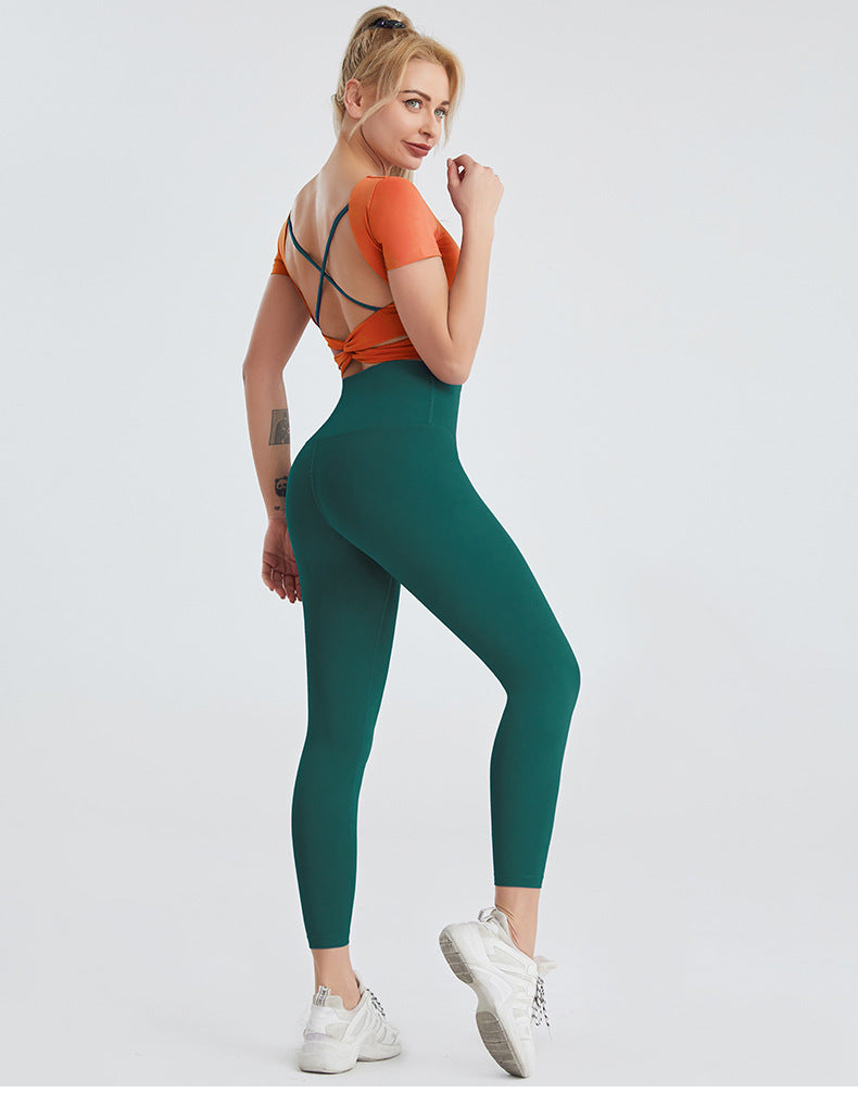 High-waist Hip-hip Leggings Two-piece Suit