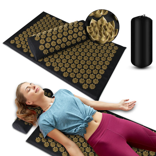 Acupressure Massage Mat With Needles Set Back Massager For Neck Foot With Pillow