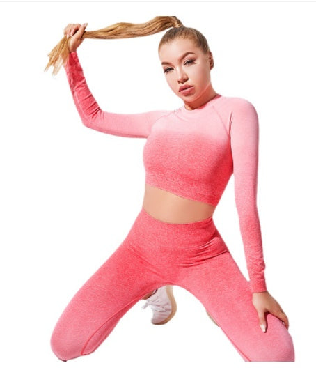 Long Sleeve Suit Women Seamless Gradient Fitness Wear