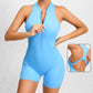 Zippered Yoga Fitness Shorts Jumpsuit Sleeveless Sportswear