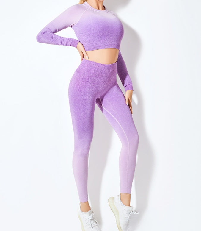 Long Sleeve Suit Women Seamless Gradient Fitness Wear