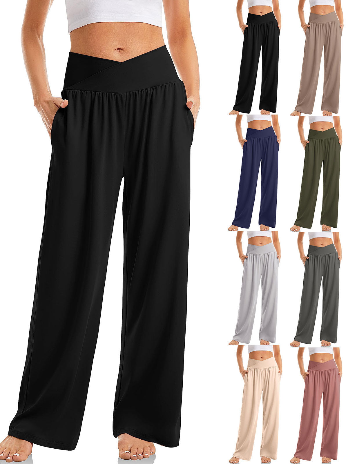 Women's Cross Waist Yoga Pants Loose Trousers