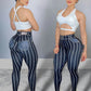 Denim Line Printing High Waist Yoga Pants