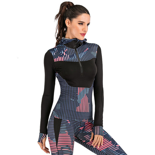 Printed yoga wear top