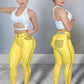 Denim Line Printing High Waist Yoga Pants