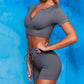 Short-sleeved Shorts Yoga Suit Seamless Zipper