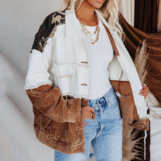 Lapel Retro Camouflage Women's Jacket