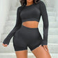 Seamless Knitted Sports Long Sleeve Shorts Yoga Clothes Suit Women