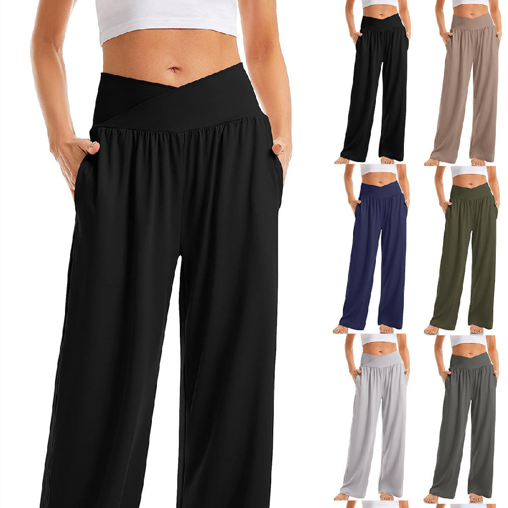 Women's Cross Waist Yoga Pants Loose Trousers