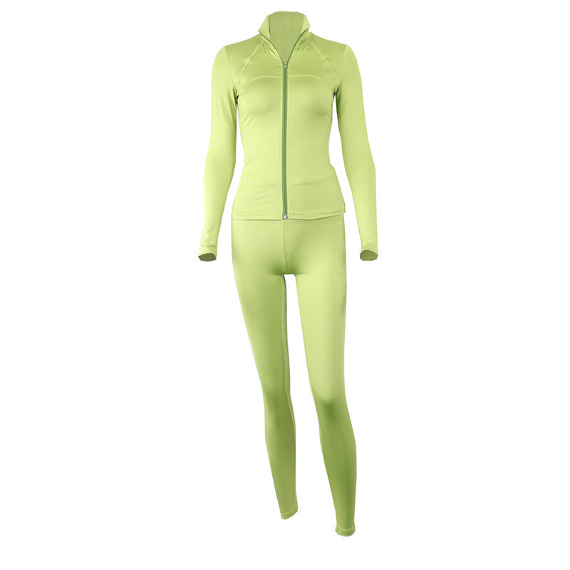 Solid Color Zipper Jacket Fitness Yoga