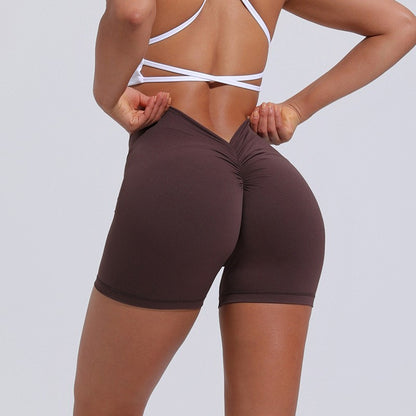 High Waist Hip Lift Back V Yoga Shorts For Women