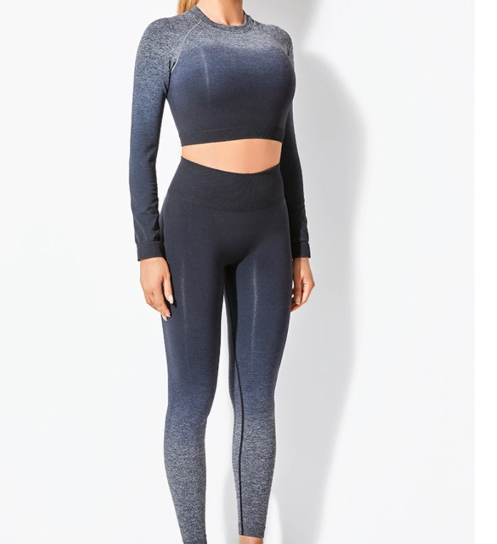 Long Sleeve Suit Women Seamless Gradient Fitness Wear