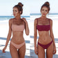 Split solid color backless bikini tight swimsuit