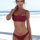 Split solid color backless bikini tight swimsuit