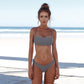 Split solid color backless bikini tight swimsuit