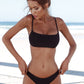 Split solid color backless bikini tight swimsuit